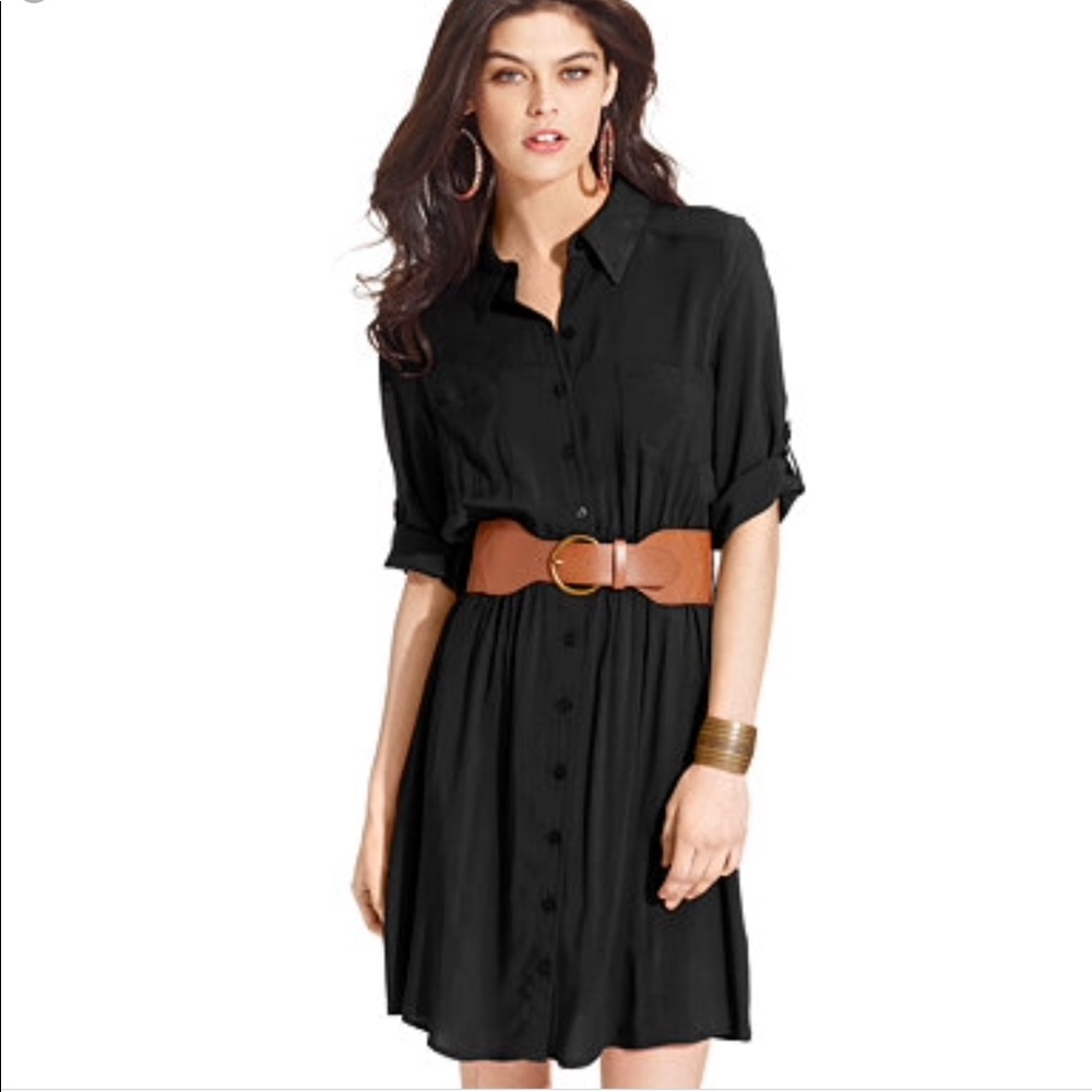 BCX SIZE M BELTED CORAL SHIRT DRESS - Picture 1 of 8